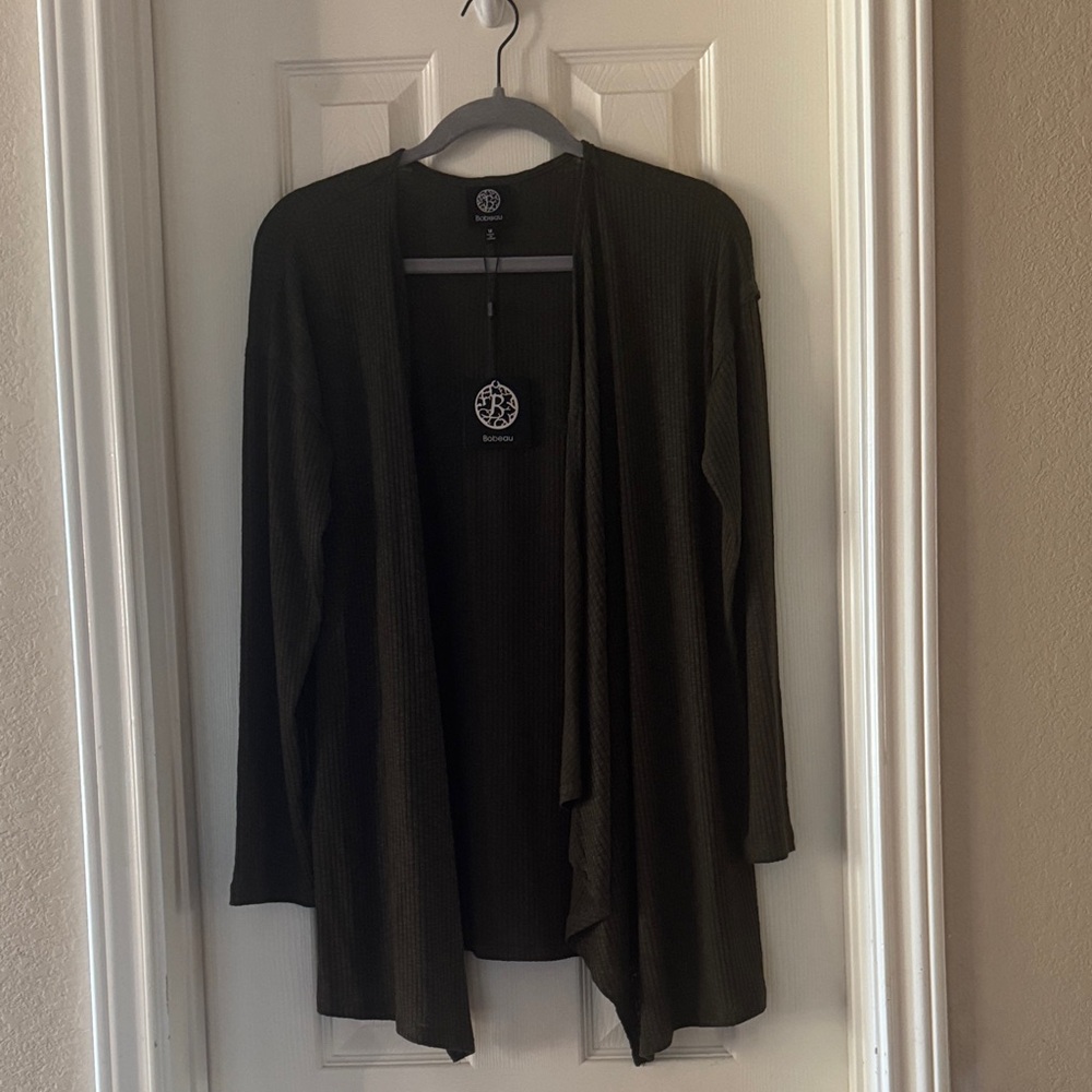 Bobeau Olive Green Open Cardigan NWT